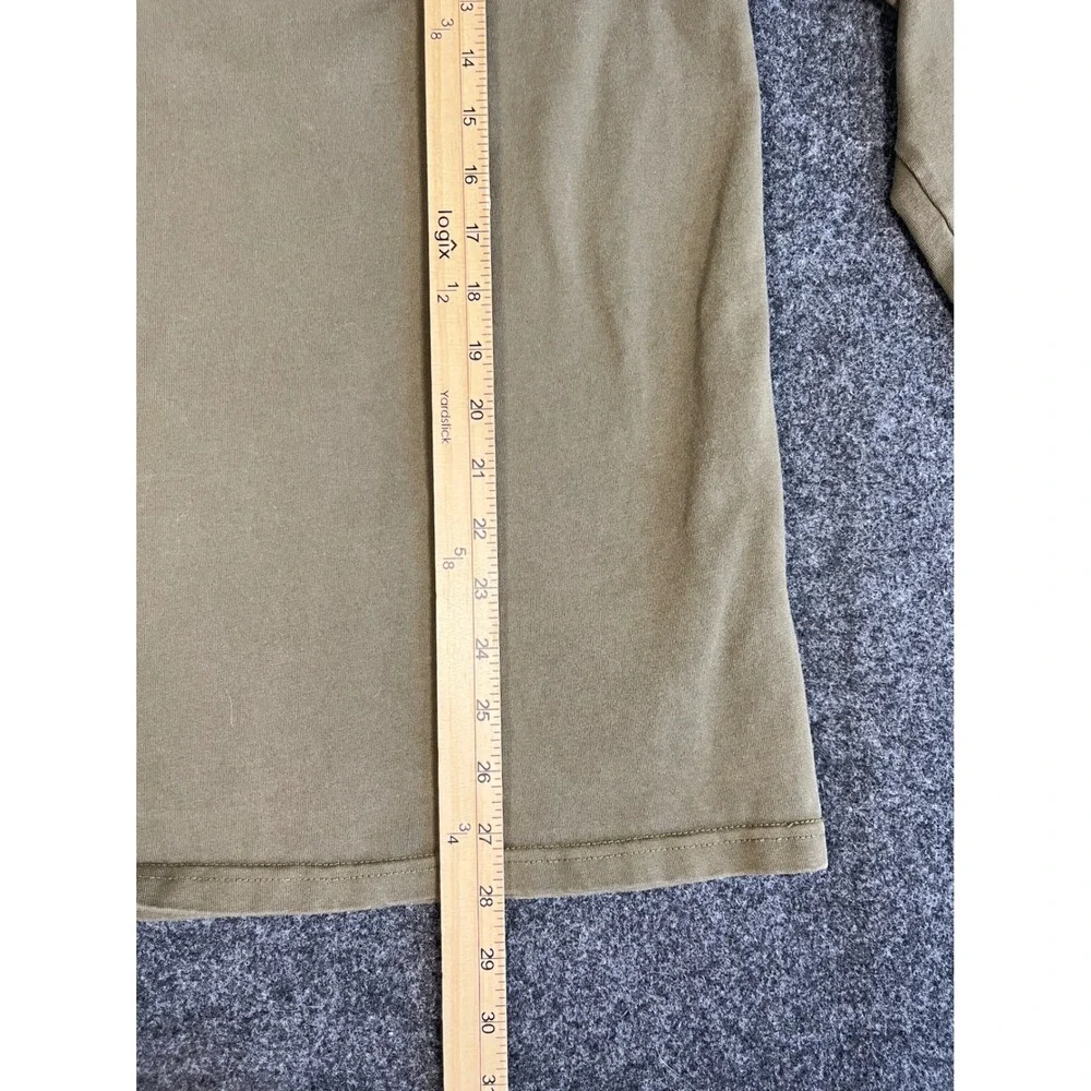 True Religion Mens Long Sleeve Henley Shirt Olive Green Raglan Cotton Large